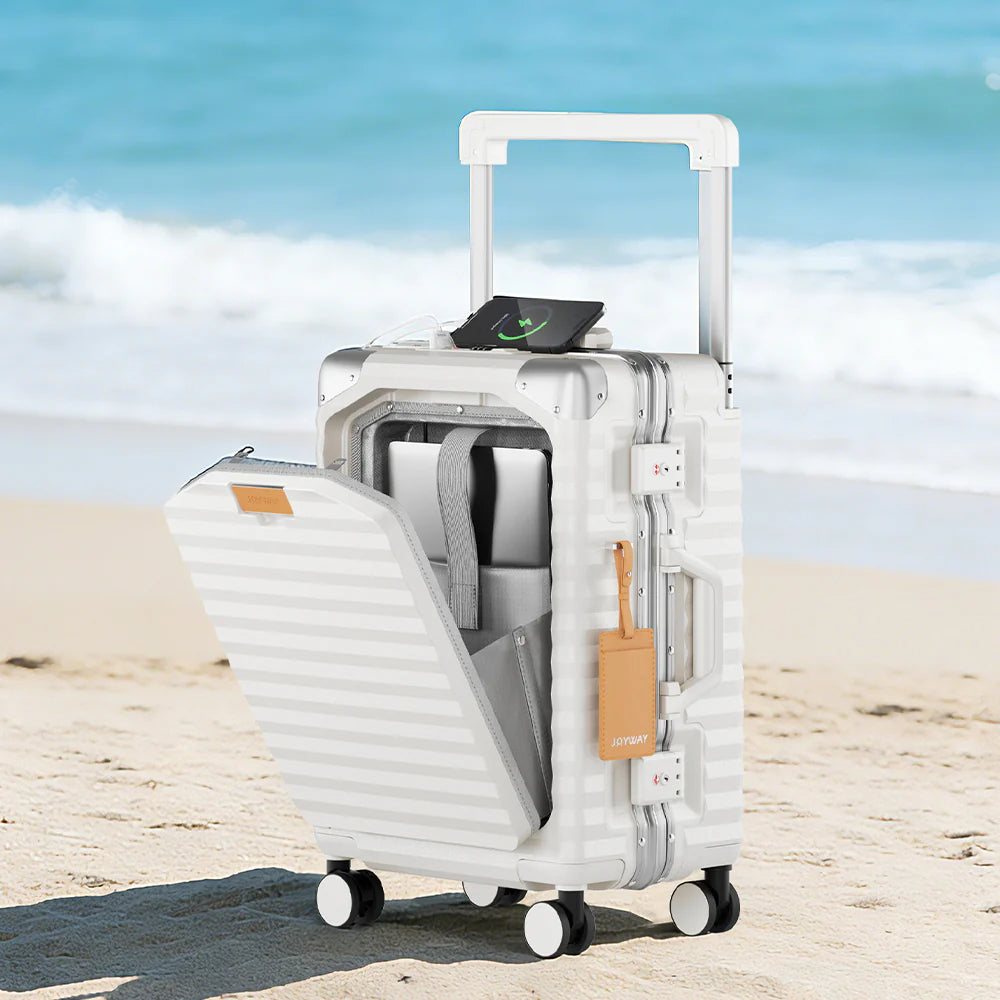Front Opening Cover Carry-on Luggage Side Hooks TSA Lock Spinner Wheels YKK Zippers，PC material TR017
