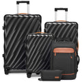 5-Piece Luggage Set PC Ultra-Hard Shell Lightweight Suitcase TSA Lock Brake Spinner Wheels (20/24/29) with Backpack Black TR025